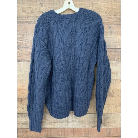 Vintage J. CREW Oarsman Men's Size Medium Wool Cable Knit Fisherman Sweater NWT - Picture 2 of 6